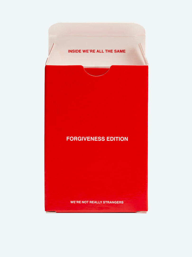 A red box with the words'forgiveness edition'on it.