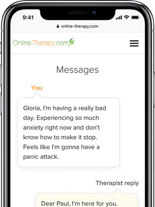 A conversation between an individual and a therapist on a smartphone. 