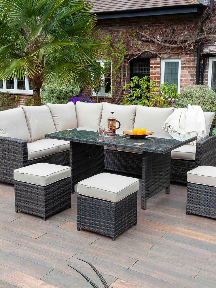 A patio set with a table and chairs.