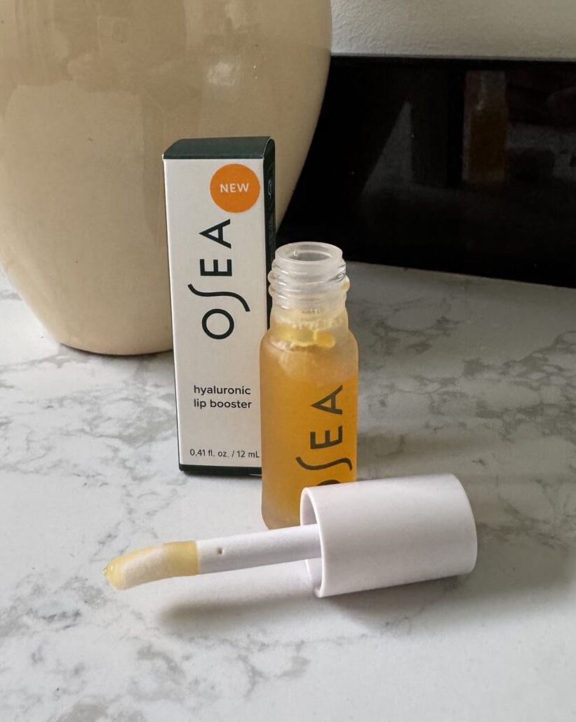 OSEA Hyaluronic Lip Booster box and open bottle with applicator wand.